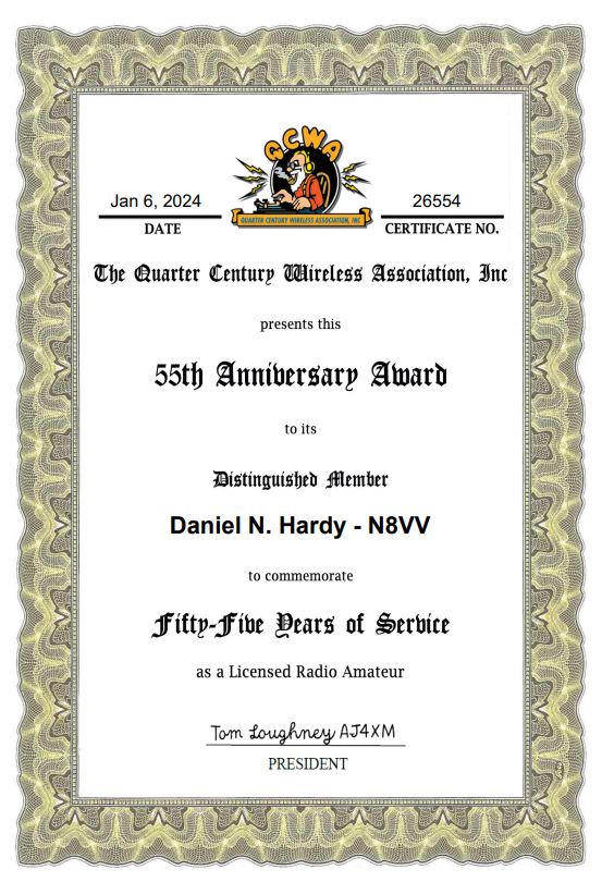 N8VV  QCWA Certificate