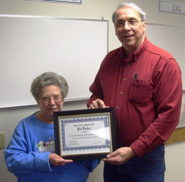 Pat Receiving Lifetime Membership Award