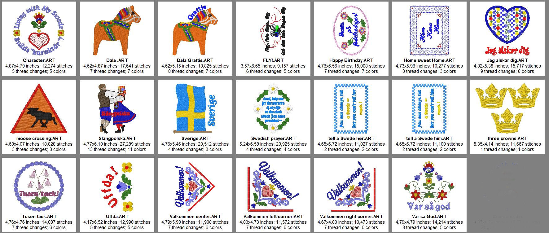 Sweden size chart